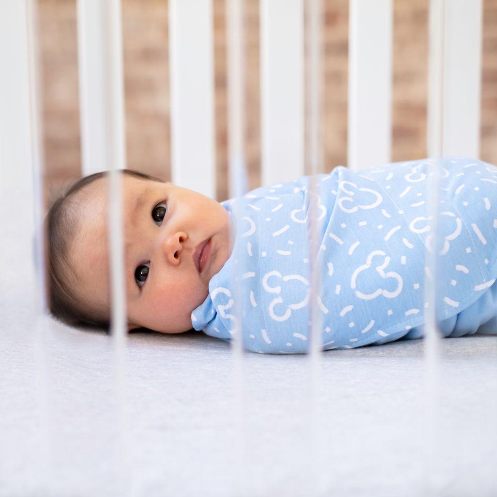 Halo Sleepsack Swaddle – Confetti Disney Mickey Blue | The Nest Attachment Parenting Hub