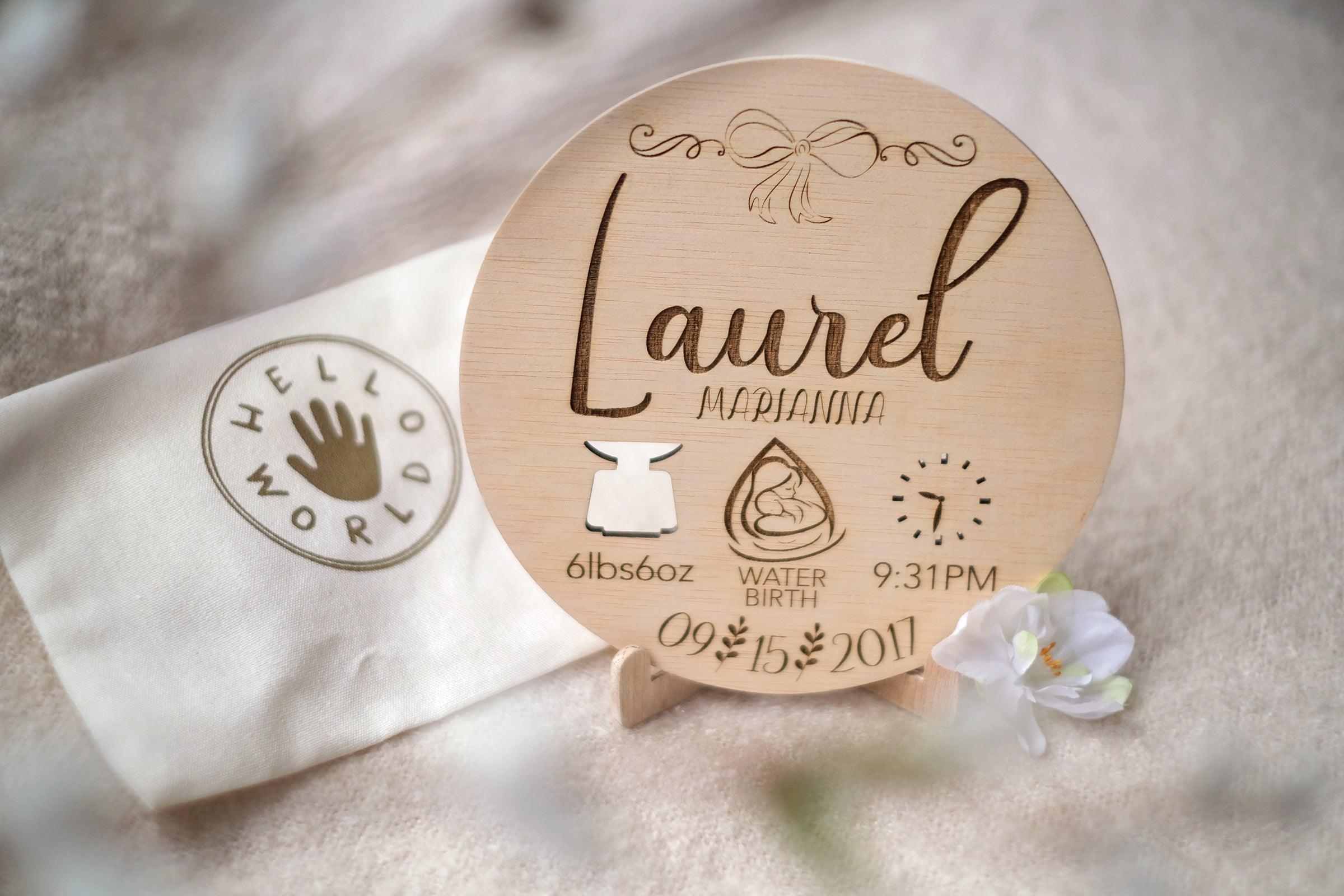 Hello World Baby Birth Details Disc | The Nest Attachment Parenting Hub