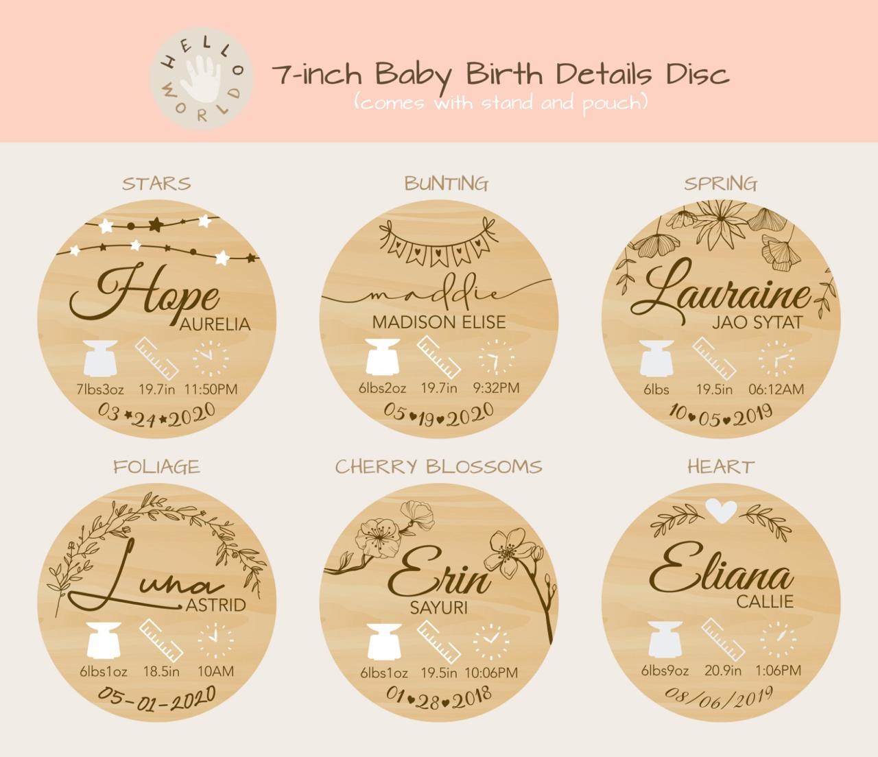 Hello World Baby Birth Details Disc | The Nest Attachment Parenting Hub