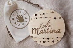 Hello World Baby Name and Announcement Disc | The Nest Attachment Parenting Hub
