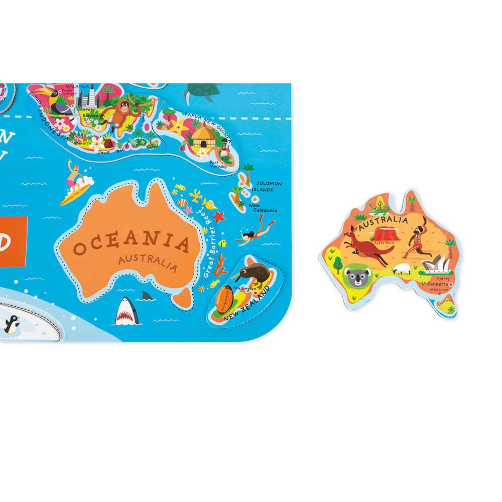Janod Magnetic World Map Puzzle English Version (J05504) | The Nest Attachment Parenting Hub