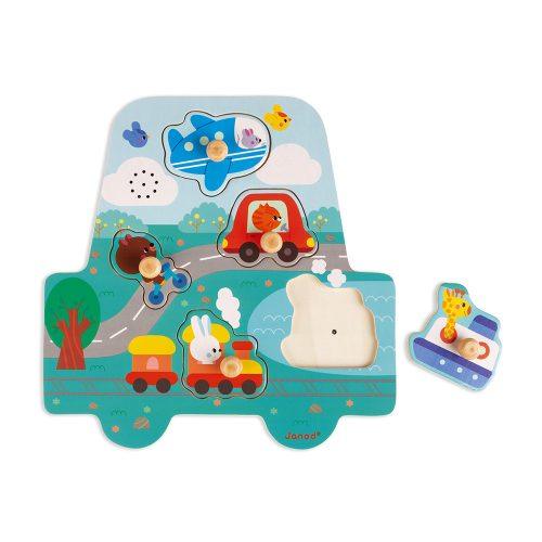 Janod Musical Puzzle Little Racers (J07093) | The Nest Attachment Parenting Hub