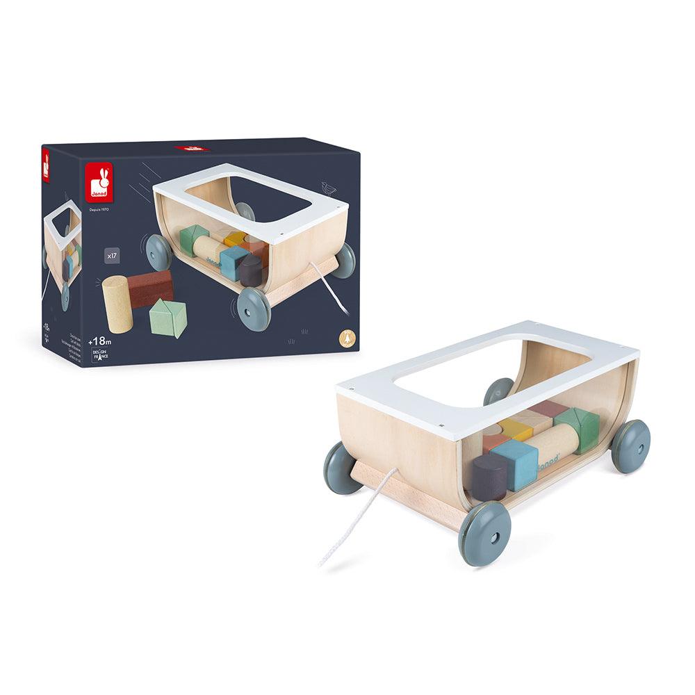 Janod Sweet Cocoon Cart With Blocks (J04407) | The Nest Attachment Parenting Hub