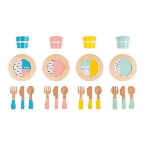 Janod Wooden Dinnerware Set (J06600) | The Nest Attachment Parenting Hub