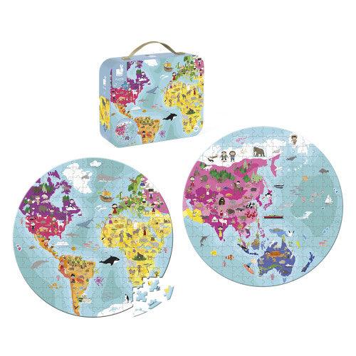 Janod World Both Side Rounded Puzzle 208pcs (J02655) | The Nest Attachment Parenting Hub