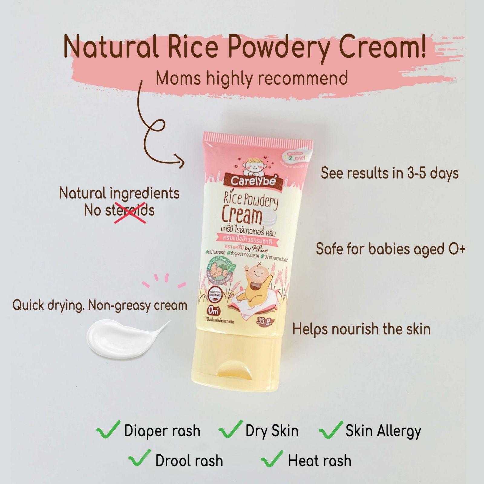 Khun Carelybe Rice Powder Cream 35ml | The Nest Attachment Parenting Hub