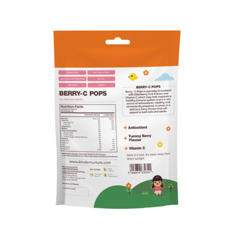 KinderNurture Berry-C Pops Lollipops 6's 48g | The Nest Attachment Parenting Hub