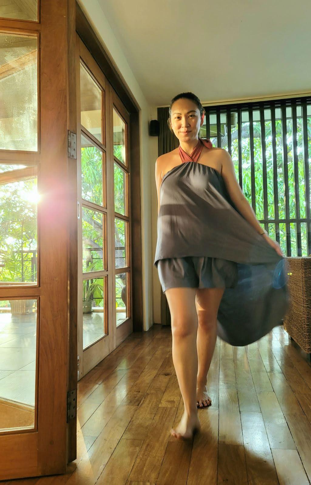 La Señorita Lorreta Shorts Set (Blue/Old Rose) | The Nest Attachment Parenting Hub