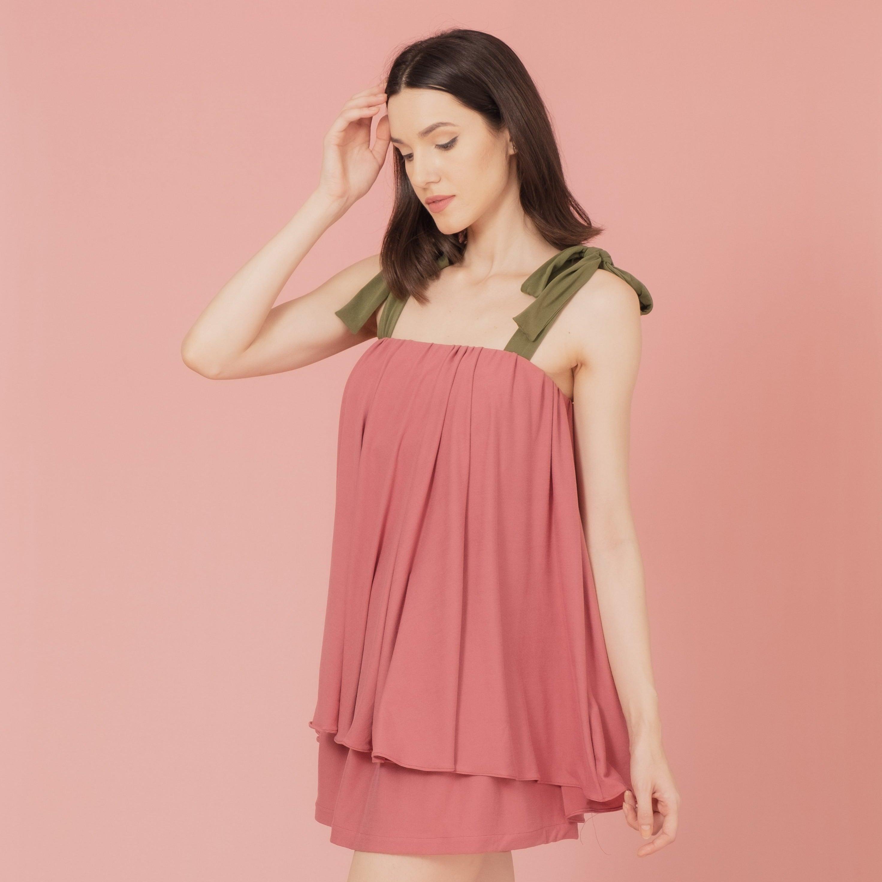 La Señorita Stella Shorts Set (Blue/Old Rose) | The Nest Attachment Parenting Hub