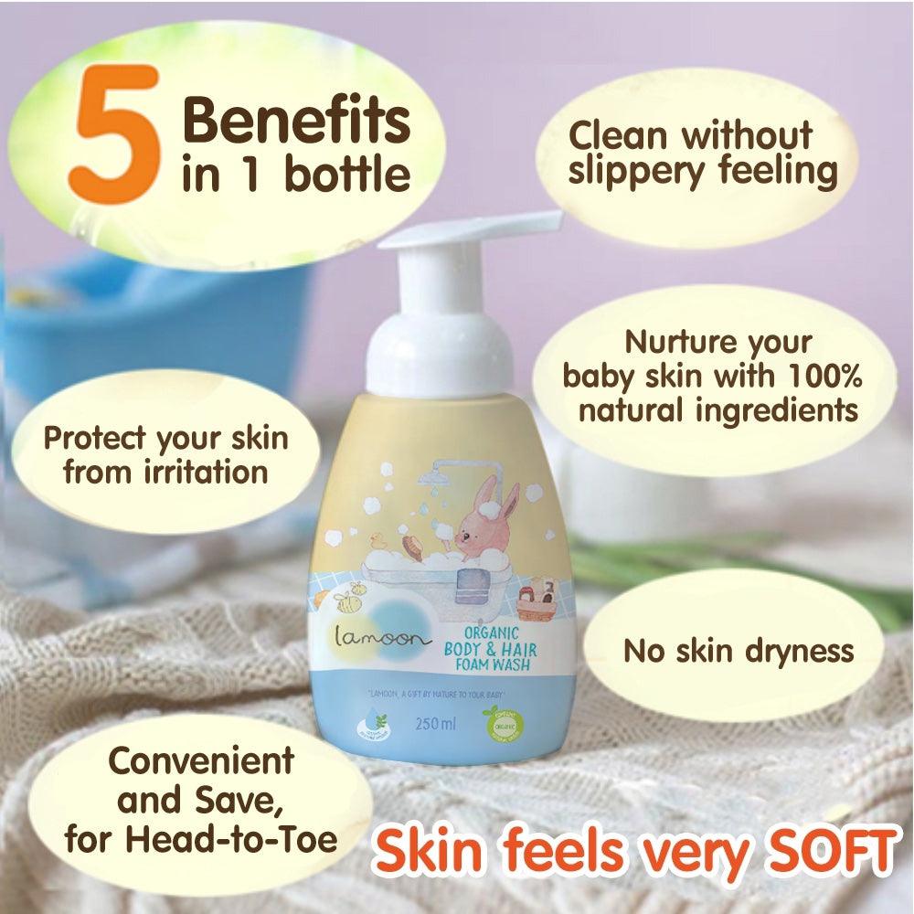 Lamoon Organic Body & Hair Foam Wash | The Nest Attachment Parenting Hub