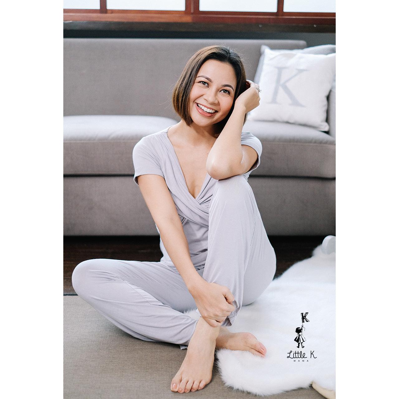 Little K Bamboo Mama PJ Stone Grey | The Nest Attachment Parenting Hub
