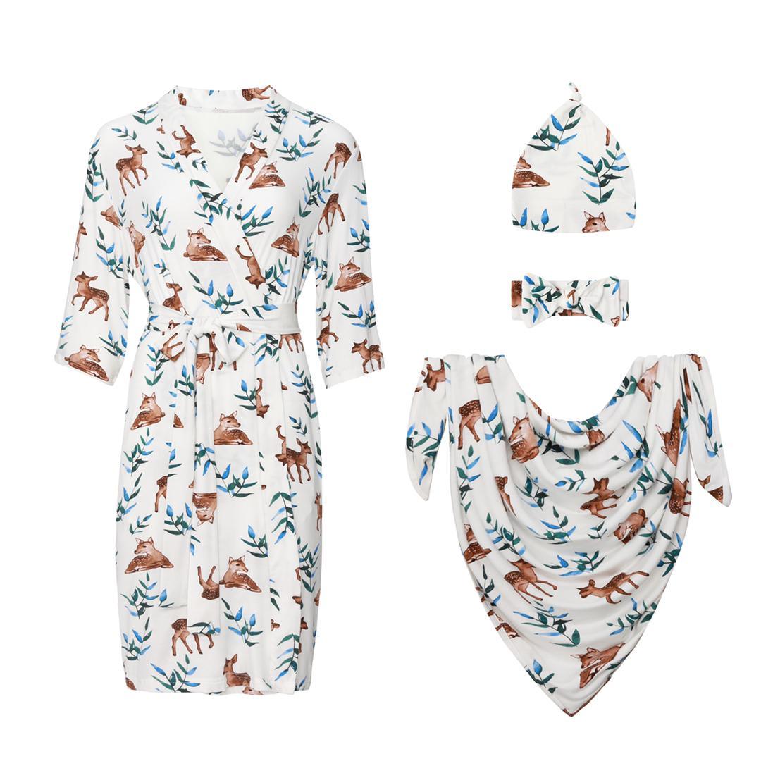 Little K Bamboo Mini Me Robe Spring Deer | The Nest Attachment Parenting Hub