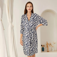 Little K Bamboo Mommy Robe Blue Abstract | The Nest Attachment Parenting Hub