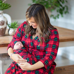 Little K Bamboo Mommy Robe - Christmas Plaid | The Nest Attachment Parenting Hub