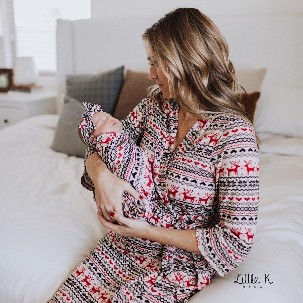 Little K Bamboo Mommy Robe - Pixel Christmas | The Nest Attachment Parenting Hub