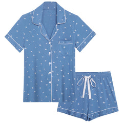 Little K Bamboo Shorties Lake Blue with Stars | The Nest Attachment Parenting Hub