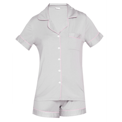 Little K Bamboo Shorties Light Grey with Pink Piping | The Nest Attachment Parenting Hub