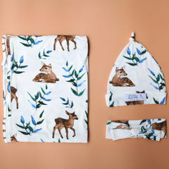 Little K Bamboo Swaddle Set Spring Deer | The Nest Attachment Parenting Hub