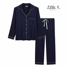 Little K Bamboo Women’s Long Sleeves Pajama Set Navy Blue | The Nest Attachment Parenting Hub