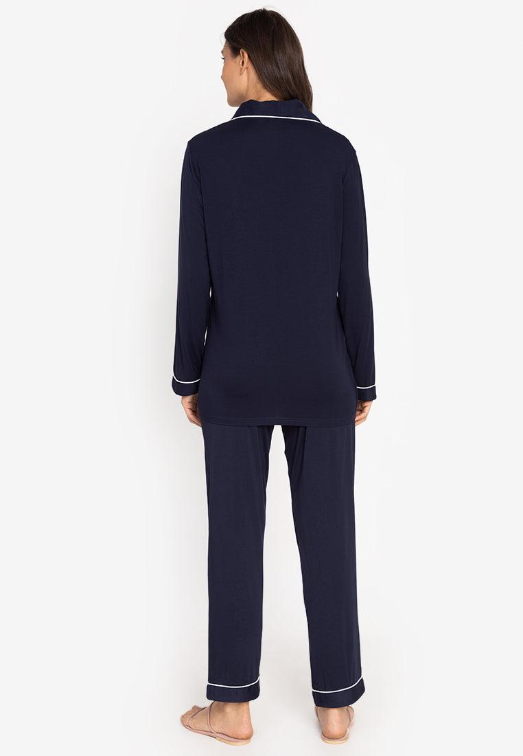 Little K Bamboo Women’s Long Sleeves Pajama Set Navy Blue | The Nest Attachment Parenting Hub