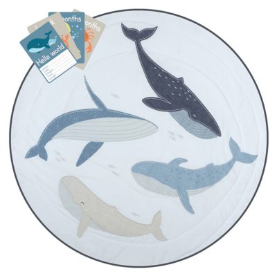 Living Textiles Round Play Mat with Milestone Cards - Oceana | The Nest Attachment Parenting Hub