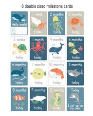 Living Textiles Round Play Mat with Milestone Cards - Oceana | The Nest Attachment Parenting Hub