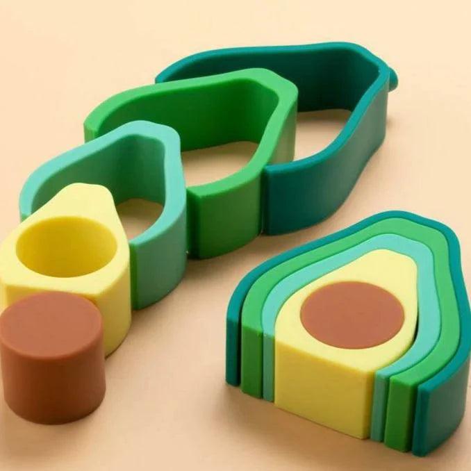 LuluBaby Avocado Silicone Teether Stacking Toy | The Nest Attachment Parenting Hub
