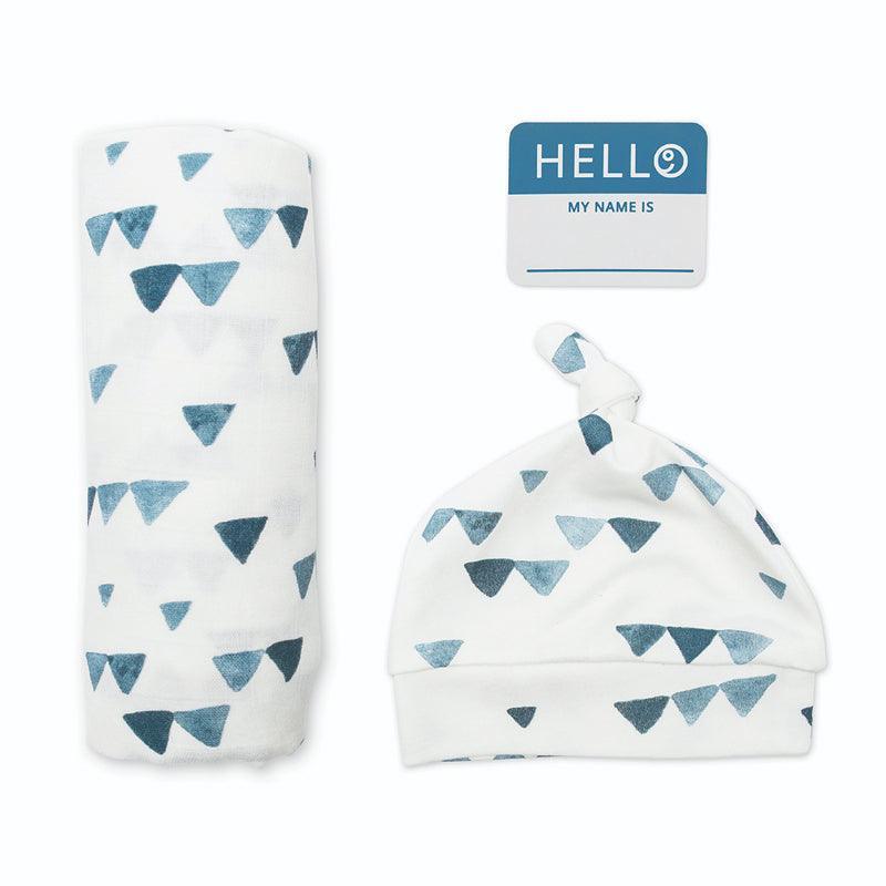 Lulujo Hello World Hat & Swaddle Set | The Nest Attachment Parenting Hub