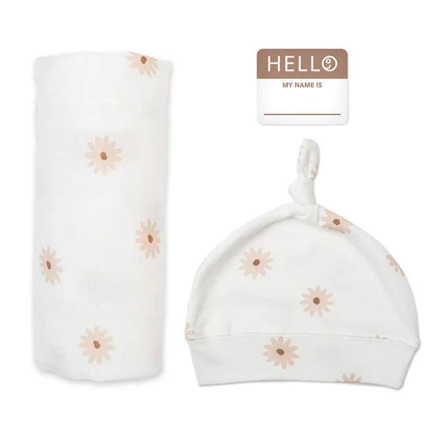 Lulujo Hello World Hat & Swaddle Set | The Nest Attachment Parenting Hub