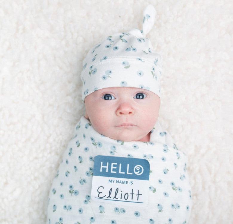Lulujo Hello World Hat & Swaddle Set | The Nest Attachment Parenting Hub