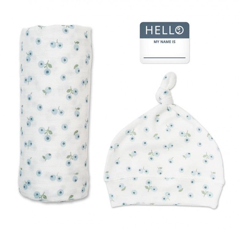 Lulujo Hello World Hat & Swaddle Set | The Nest Attachment Parenting Hub