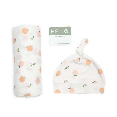 Lulujo Hello World Hat & Swaddle Set | The Nest Attachment Parenting Hub