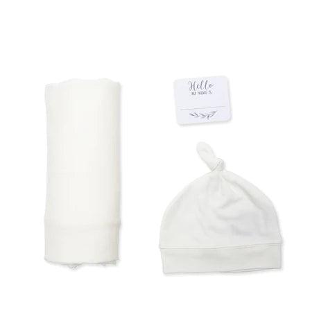 Lulujo Hello World Hat & Swaddle Set | The Nest Attachment Parenting Hub