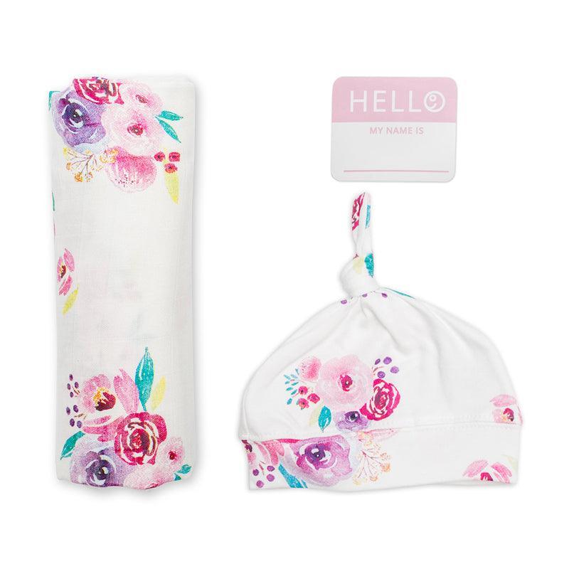 Lulujo Hello World Hat & Swaddle Set | The Nest Attachment Parenting Hub
