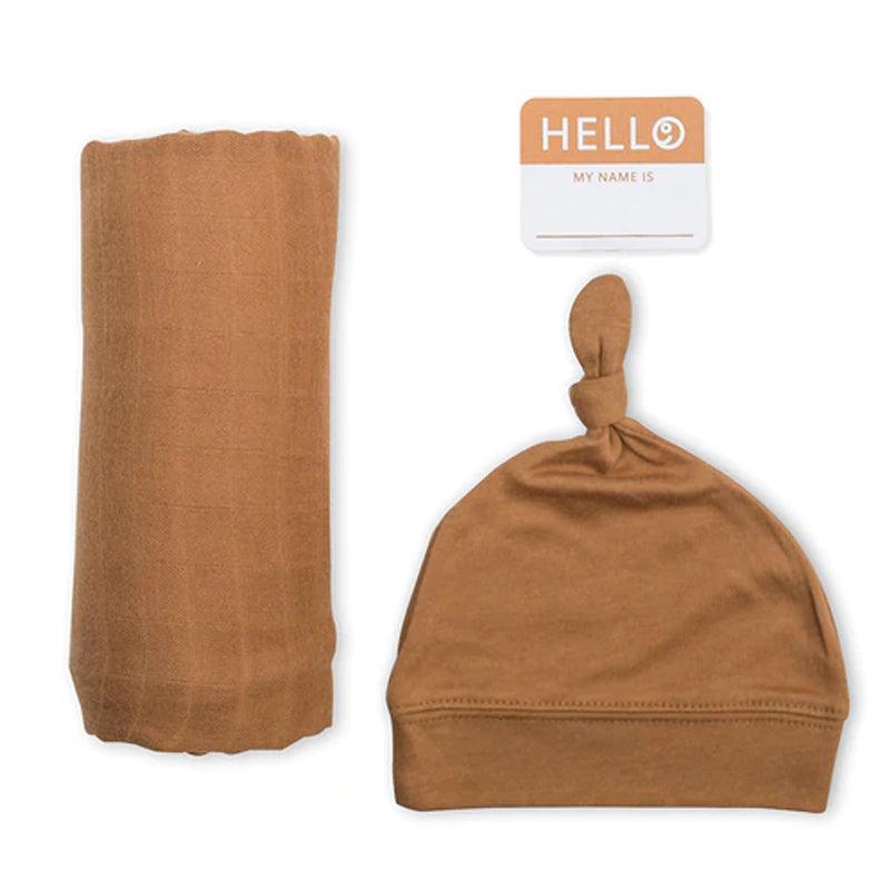 Lulujo Hello World Hat & Swaddle Set | The Nest Attachment Parenting Hub
