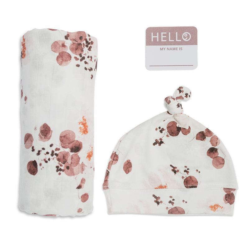 Lulujo Hello World Hat & Swaddle Set | The Nest Attachment Parenting Hub