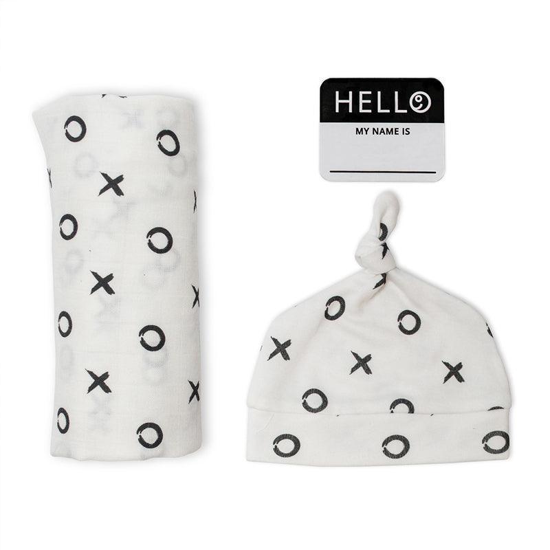 Lulujo Hello World Hat & Swaddle Set | The Nest Attachment Parenting Hub