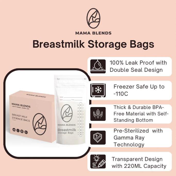 Mama Blends Breastmilk Storage Bags 220ml | The Nest Attachment Parenting Hub