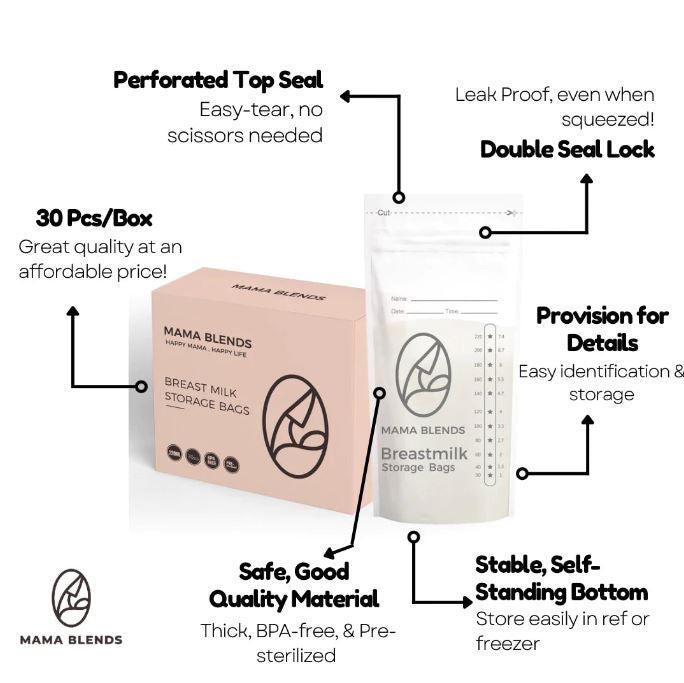 Mama Blends Breastmilk Storage Bags 220ml | The Nest Attachment Parenting Hub