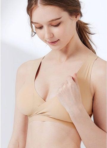 Mamaway Ultra Silky Crossover Sleeping & Nursing Bra (Nude) 210825 | The Nest Attachment Parenting Hub