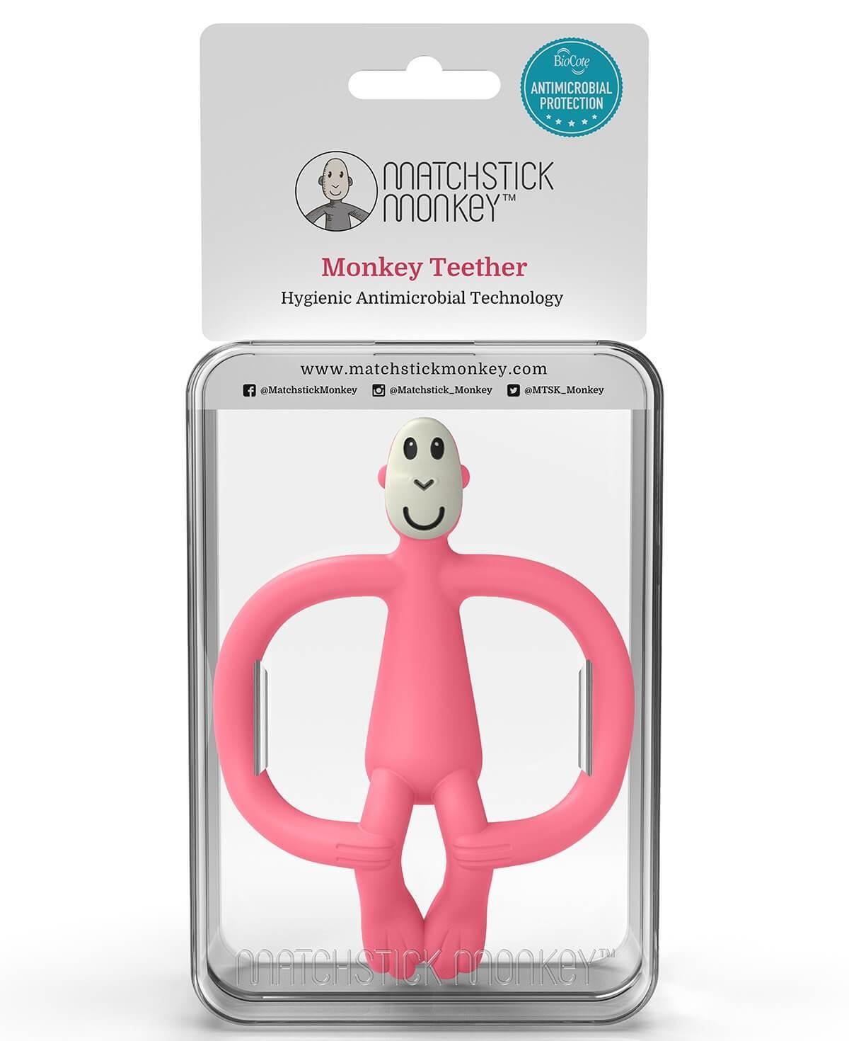 Matchstick Monkey Teething Toy - Pink (New Version) | The Nest Attachment Parenting Hub