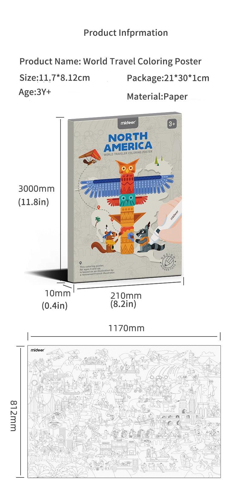 Mideer World Traveler Coloring Poster 3+ | The Nest Attachment Parenting Hub