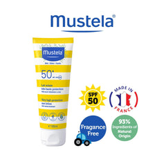 Mustela Very High Protection Sun Lotion SPF50 with Organic Avocado | The Nest Attachment Parenting Hub