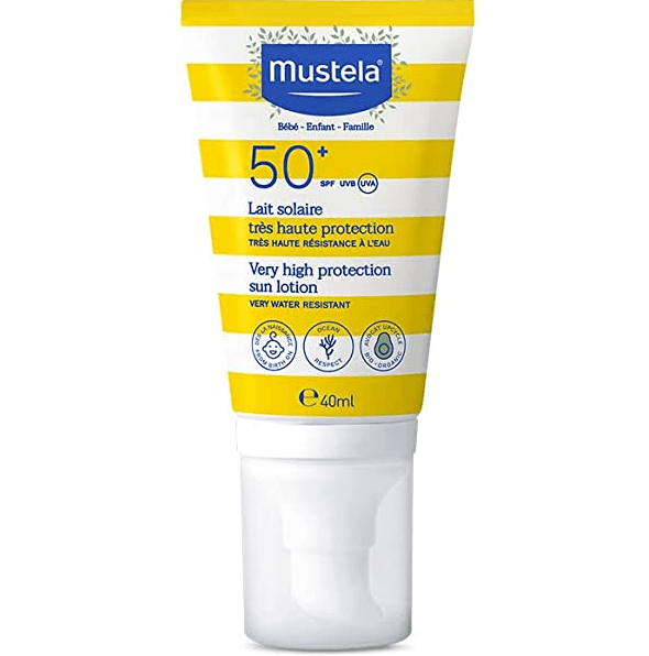 Mustela Very High Protection Sun Lotion SPF50 with Organic Avocado | The Nest Attachment Parenting Hub
