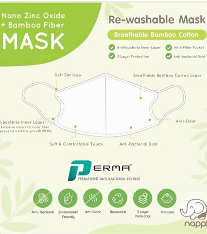 Nappi Baby Re-washable Breathable Bamboo Cotton Face Mask | The Nest Attachment Parenting Hub