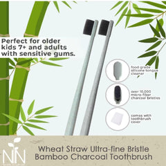 Nature to Nurture Wheat Straw Ultra-fine Bristle Bamboo Charcoal Toothbrush 7+ | The Nest Attachment Parenting Hub