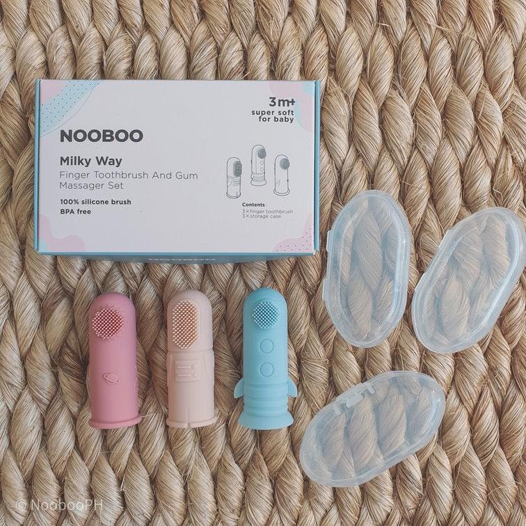 Nooboo Milkyway Finger Toothbrush & Gum Massager Set (3 Pieces) | The Nest Attachment Parenting Hub