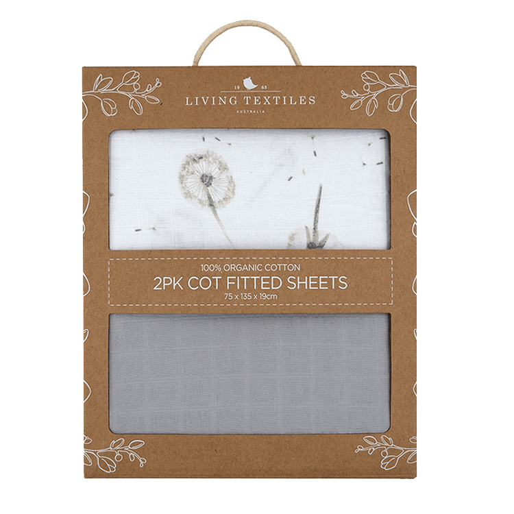 Living Textiles Organic Muslin 2-pack Cot Fitted Sheets | The Nest Attachment Parenting Hub