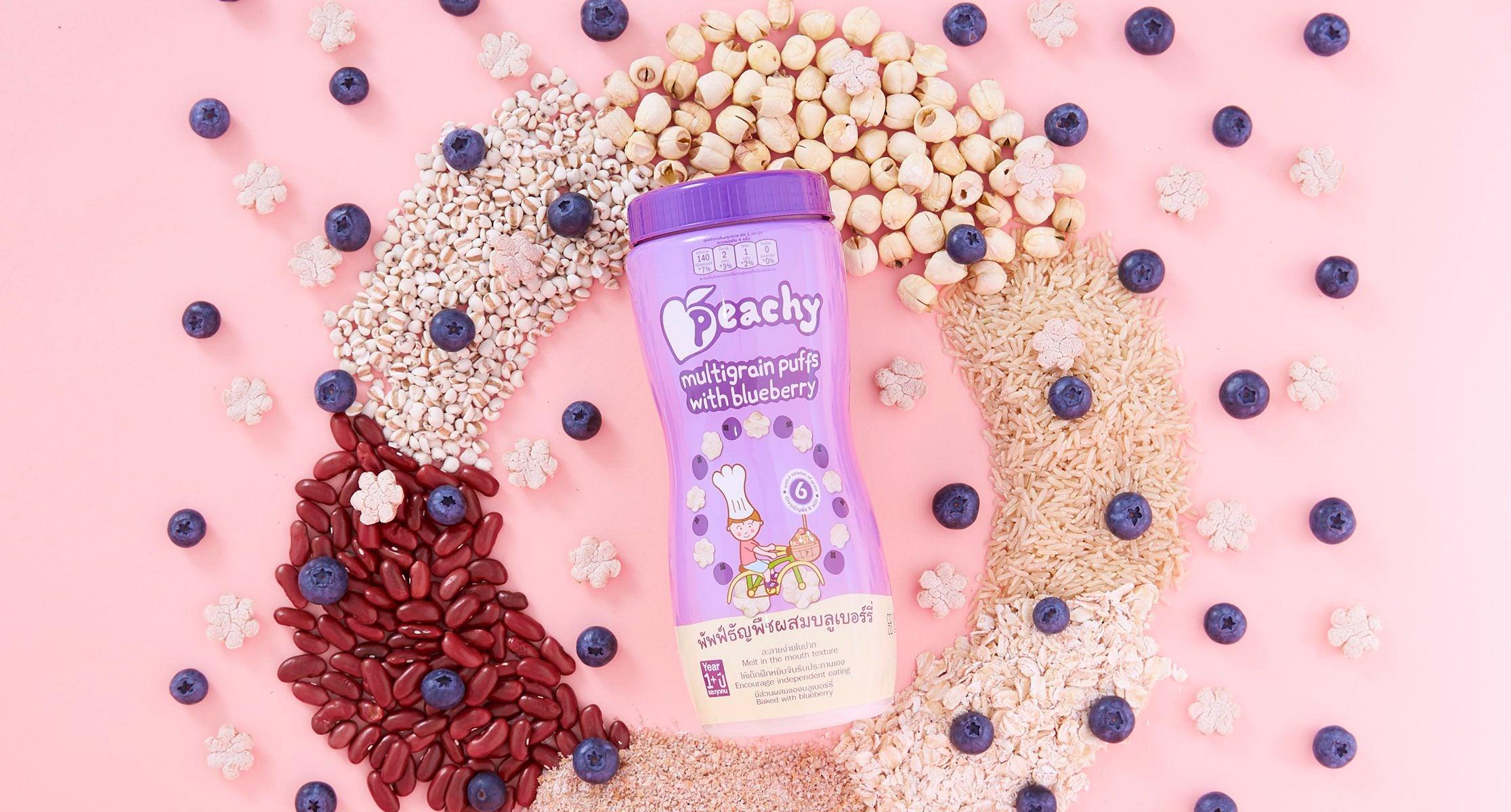 Peachy Multigrain Puffs with Blueberry 40g (12m+) | The Nest Attachment Parenting Hub