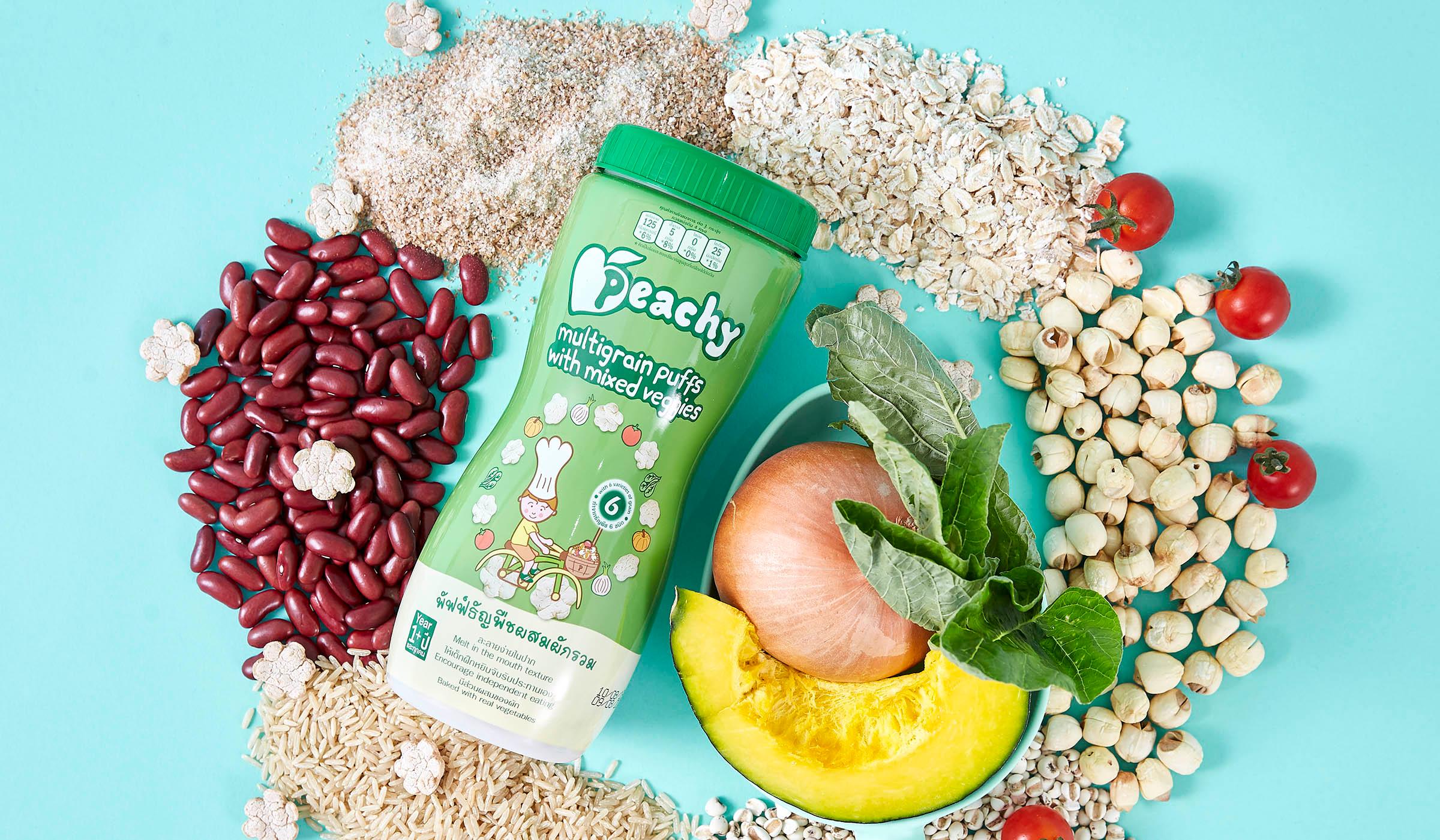 Peachy Multigrain Puffs with Mixed Veggies 40g (12m+) | The Nest Attachment Parenting Hub